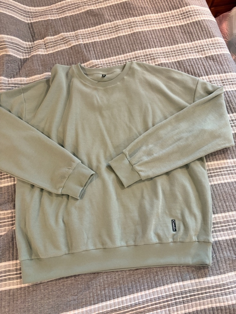 Nwot Comfrt Light Sage Green Waffle Lounge Set Top & Pants Women’s Plus Size 3x - Picture 8 of 9
